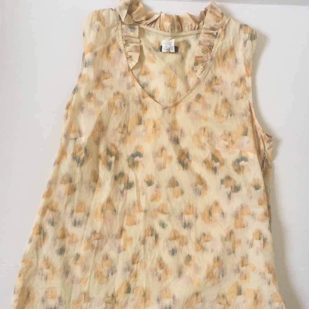 J. Crew Watercolor Print Vneck Top Size 6
